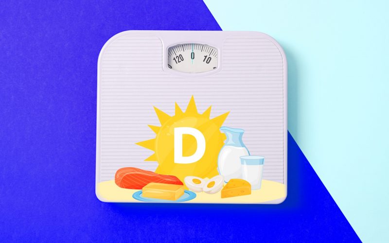 White weigh scales on two tone background, space for text